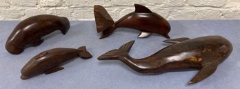 Lot Of Four Carved  Wooden Marine Animals