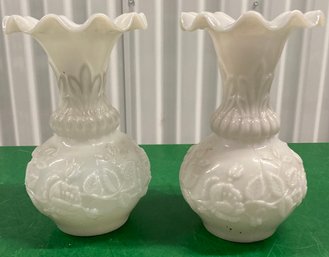 Pair Of Milk Glass Vases