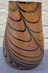 Pulled Feather Gold Aurene On Amethyst Art Blown Glass 7 X 5