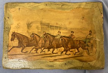 Horse Scene On Wood Board 10 X 15
