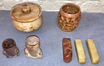 Assortment Of Stone Bowls And Stamps