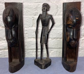 Lot Of Three Wooden African Tribal Carvings