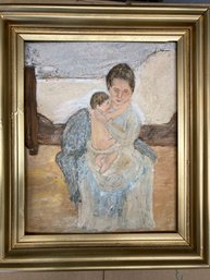 Oil On Board Of Mother And Child 14 X 11.5