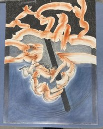 Original Art Watercolor Fruit Bat Stew Signed By O. J. Gillespie