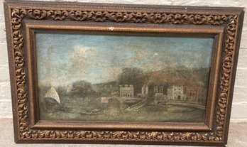19th Century Framed Oil On Canvas