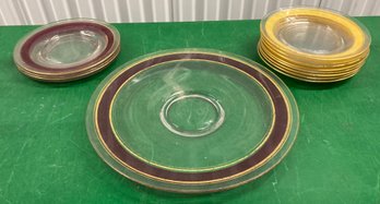 Vintage 12 Piece Colored Glass Plates
