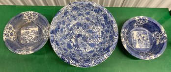 Assortment Of Three Blue And White Oriental Bowls