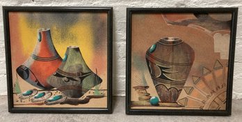 Lot Of Two Contemporary Southwest Native American Sand Art 13 X 13