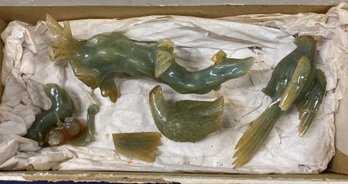Broken Carved Jade Pieces In Box