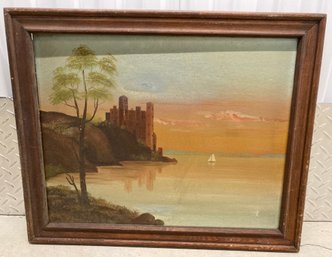 Oil On Canvas Ship Scene 16 X 20