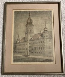 Framed Print Signed Zamek-Akwatinta Kol. K. Hozeclich 1975  10 X 7