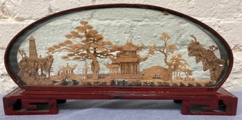 Chinese Cork Carving Art In Case