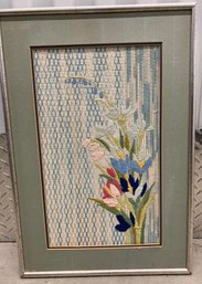 Framed Silk Floral Design 17 X 10