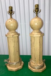 Pair Of Shabby Chic Table Lamps 24 X 7