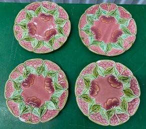 Lot Of Four Czech Majolica Cherry Plates