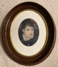 Oval Wood Framed Portrait Of A Woman 6 X 4.5