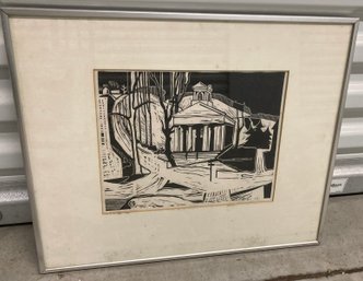 Framed Lithograph 2/25 Etching Westfield Hill By Edith Spencer