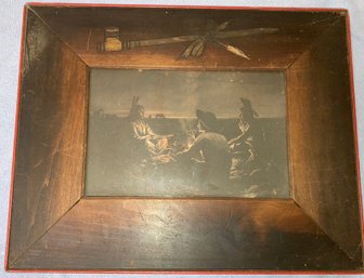 Vintage Native American Print  In Nice Frame 6 X 9