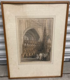 Framed Etching Of Cathedral 16 X 12