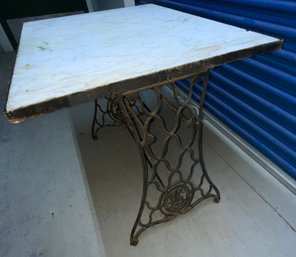 Sewing Machine Table Fitted With An Insert Marble Top 29.5 X 37 X 27