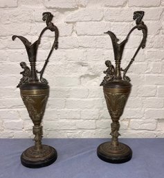 19th Century Antique Bronzed Ewer Garnitures