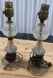 Pair Of Clear Hob Knob Lamps