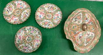 Lot Of Chinese Rose Medallion Plates & Dish