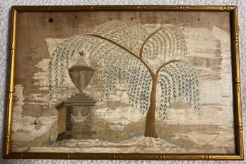 **MORE PHOTOS ADDED**. American Memorial Antique Silk Sampler Not An Oriental Silk 11.5 X 17.5