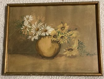 Framed Print Daisies In Pot By Luna Heart 11.5 X 15