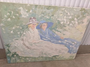 Oil On Canvas Two Woman In Pastel Colors By Thomas Martin 61 X 48