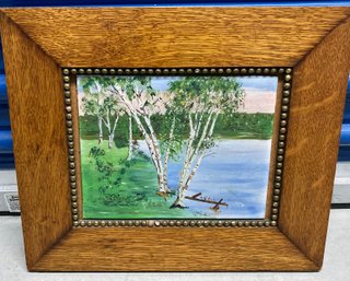 Oil On Canvas Birch Trees 7 X 9