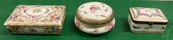 Royal Bayreuth Porcelain Dresser Jar & Two Dresden Porcelain Boxes