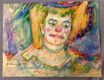 Signed Clown Oil Painting By Alfred Dicesare 11 X 14