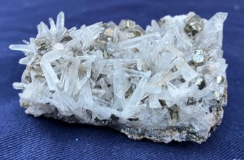 Very Nice Iron Pyrite On Quartz Cluster 4.4 Ounces