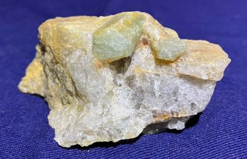 Green Beryl On Quartz Matrix 2.7 Ounces