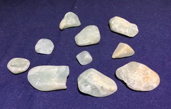 Lot Of Ten Polished New Hampshire Aquamarine Specimens Total Weight 3.7 Ounces