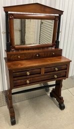 Antique Empire Restaurationn Mahogany Dressing Table/Vanity With Mirror C. 1830