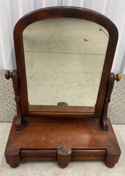 Antique Empire Mahogany Two Drawer Shaving Stand With Mirror C. 1890s