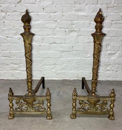 French Brass Torchiere Andirons