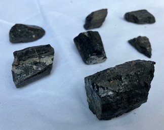 Lot Of Seven Black Tourmaline Pieces