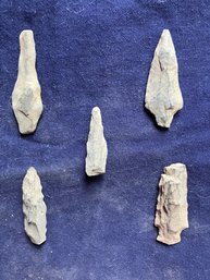 Assortment Of Five Archaic Period Blades/Tools