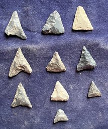 Assortment Of Ten Woodland Period Arrowhead/Projectile Points