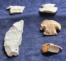 Assortment Of Five Archaic/Woodland Period Broken Tool Fragments