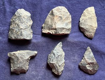Assortment Of Six Paleo-Indian/Archaic Period Projectile/Hand Tool Fragments
