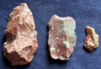 Very Rare Assortment Of Three Jasper Tools From The Archaic/Woodland Period