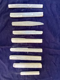 Lot Of Nine Selenite Sticks/Wands