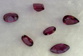 Six Rhodolite Garnet Cut Gemstones