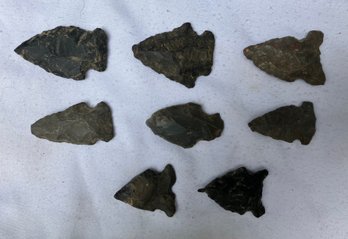 Eight Archaic Period Native American Arrowheads