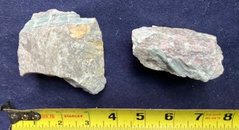 Two Green Tourmaline Splays In Quartz Pegmatite