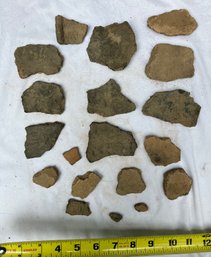 Assortment Of Native American Pottery Shards From The Woodland Period